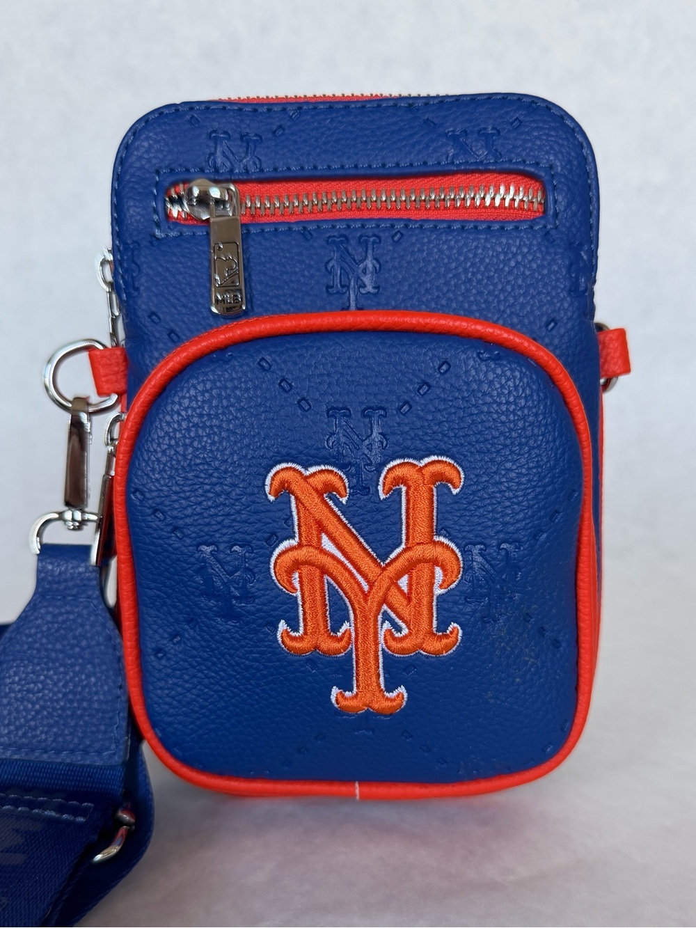 New York Mets MLB Montana West Leather Crossbody Bag Blue Orange